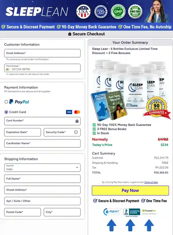 Sleep Lean Order Page